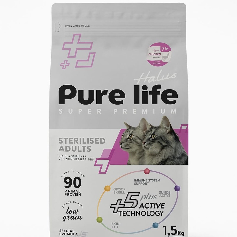PURE LIFE SUPER PREMIUM STERILISE  AU POULET 1.5 KG