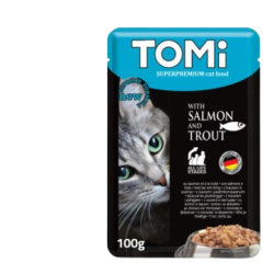 Tomi pochon chat 100 g au saumon et truite
