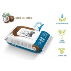 Lingettes Parfumés ( Noix de coco ) chat et chien  80 pcs