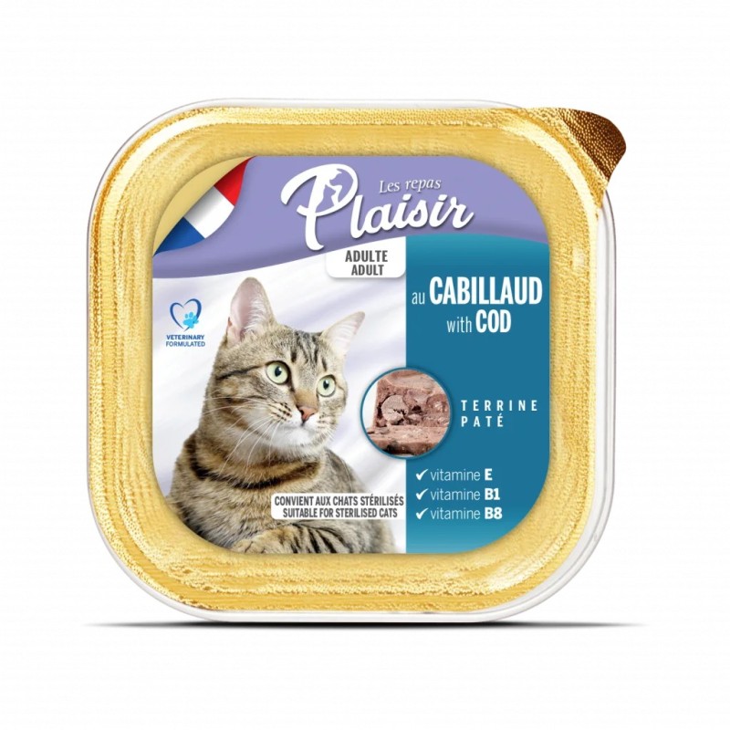 Plaisir chat adulte pate au cabillaud 100 g