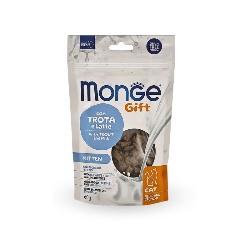 Monge friandise pour chaton croquant truite et lait 60 g