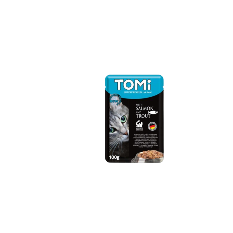 Tomi pochon chat 100 g au saumon et truite