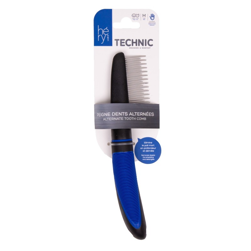 Peigne chien avec des dents alternees