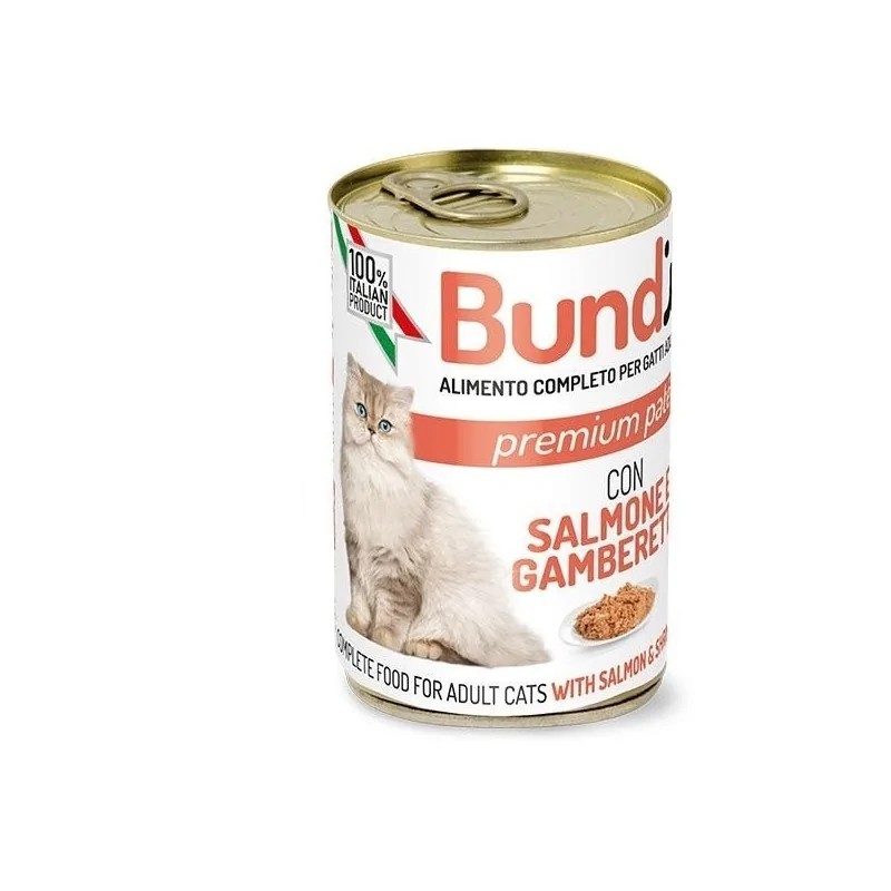 Boite chat Bundy Pate avec saumon et crevettes 400 g