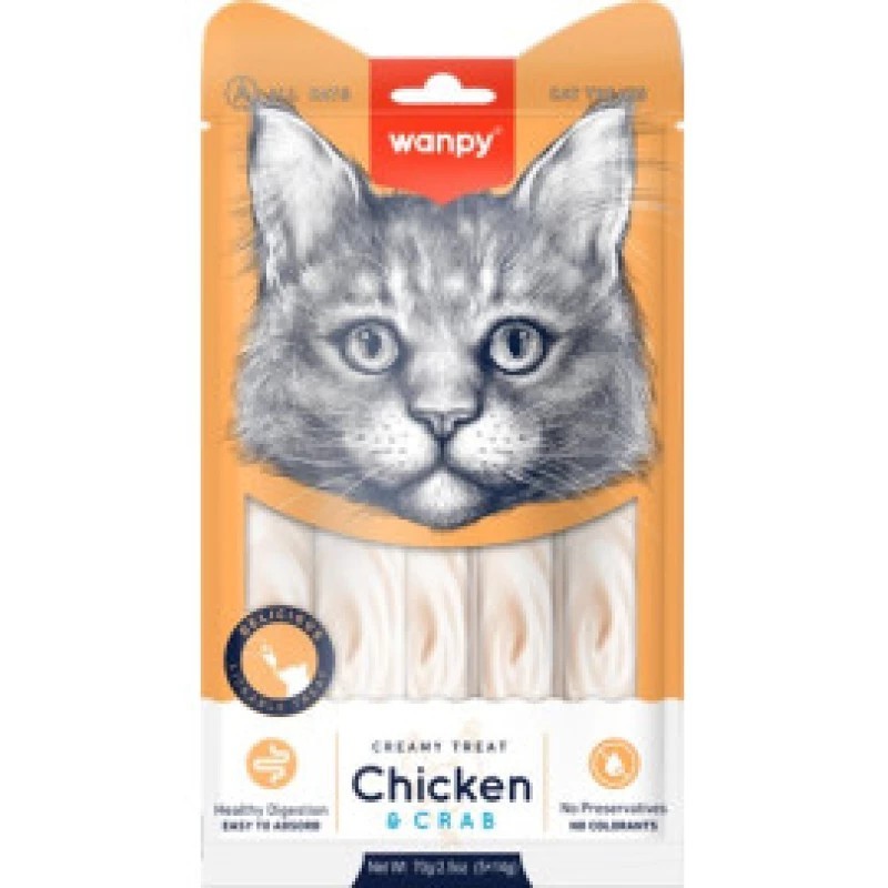 Wanpy Friandises chat crme au poulet 5*14 g