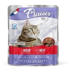 PLAISIR POCHON CHAT ADULTE BOEUF ET DINDE 100 G