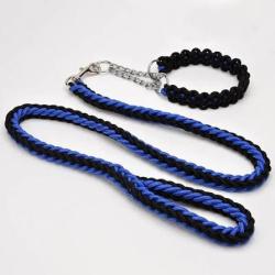 COLLIER ET LAISSE EN NYLON TRESSE